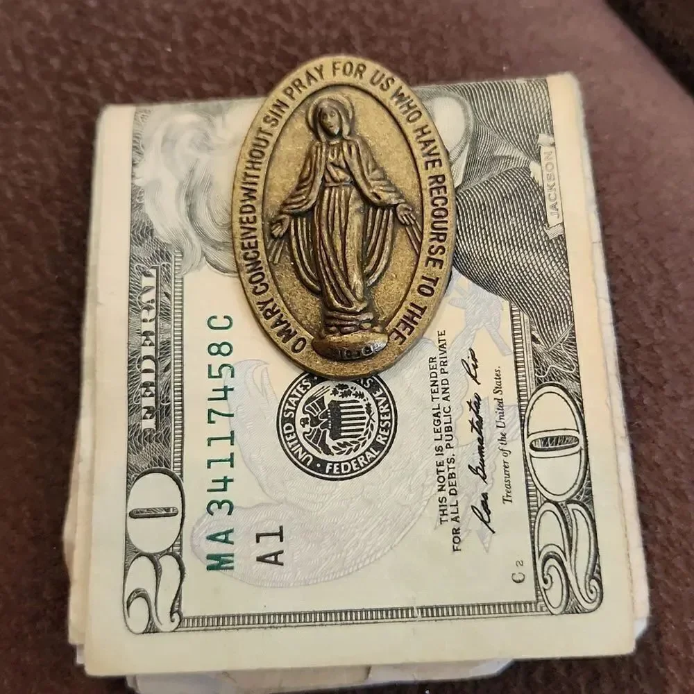 Mother Mary Religious Money Car Clip